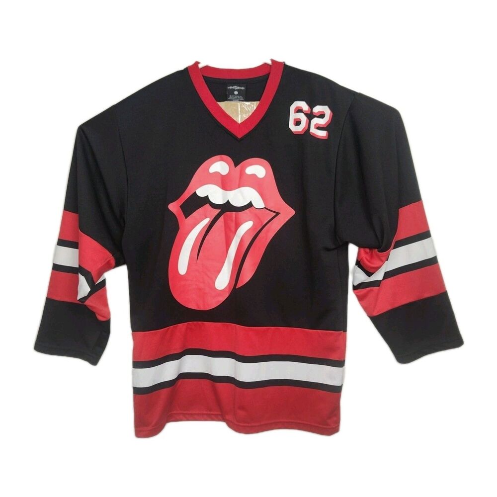 Rolling Stones Jersey Men's Size S Black Graphic Prints Embroidery #62